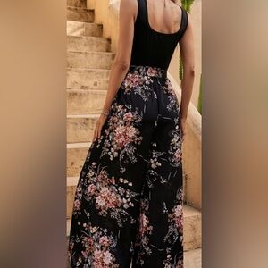 Black & floral palazzo jumpsuit